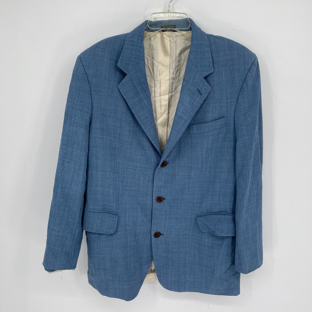 Oak Creek Men's Vintage Blue Wool Blend Three Button Blazer Sport Coat Size 42R
